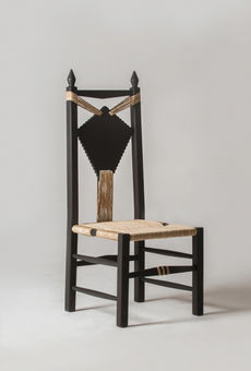 Handmade decorative Ines chair, design by Chiara Andreatti and Pierpaolo Mandis, contemporary Sardinian craft